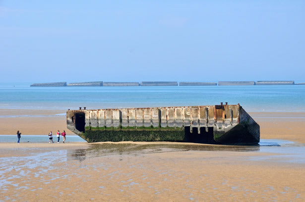 A leftover "Mulberry" at the artificial harbor at Arromanches in Normandy, France.