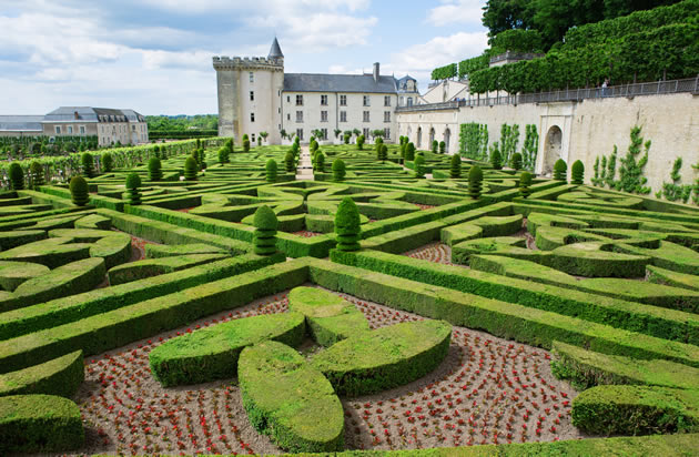 The gardens at Villandry castle in the Loire Valley.