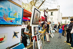 Load image into Gallery viewer, Artists displaying their wares near Sacre Coeur church in Paris. 
