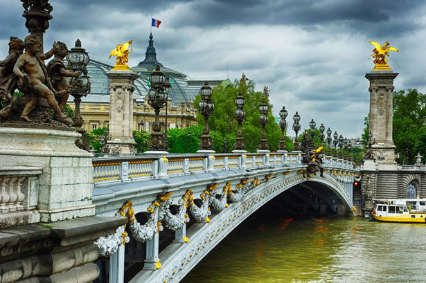 The Alexandre III bridge in Paris, France.