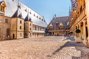 The main courtyard of the Hospices de Beaune.