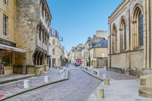 A quiet side street in the town of Bayeux, Normandy.