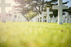 Headstones at the American military cemetery at Colleville-sur-Mer in Normandy.