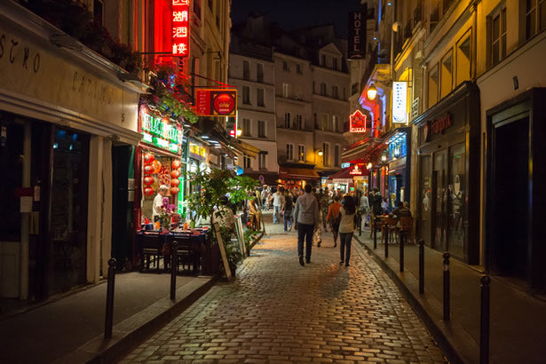 A side street in the Latin Quarter in Paris.