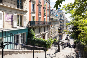 The steps leading up to Sacre Coeur church in Paris.