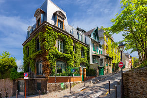 A beautiful side street in the Montmartre district in Paris.