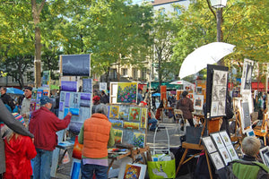 The main square near Sacre Coeur church in Paris.